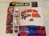 Die cut magnets, signs, Tigers towel.