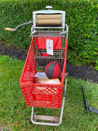 shopping cart with clothes wringer & ball