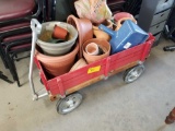 Red wagon with planters