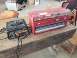 Toolbox with tools, battery charger