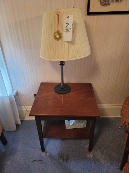 Lamp table with metal base lamp