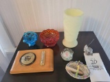 Barometer, paperweight, glassware