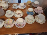 Cups and saucers, red tumblers, covered hen, sadler teapot