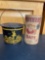 Dutch boy paint bucket and Quaker mothers oats container
