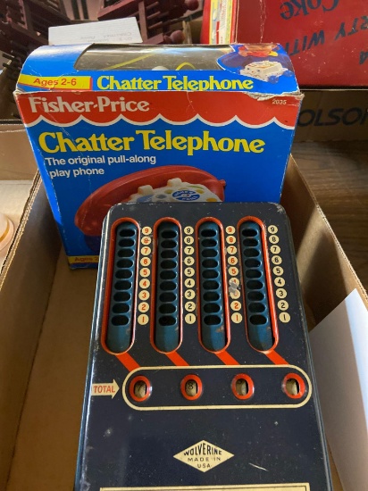Vintage Fisher Price chatter phone, Wolverine adding machine