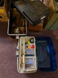 3 tackle boxes full of lures, hooks, bobbers