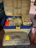 1 large tackle box, I regular sized metal tackle box- full of lures, hooks, bobbers etc