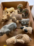 Elephant figurines- some made from tiny sea shells