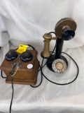 Vintage phone with attached bell alarm