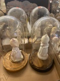 4 precious moments figures in glass dome displays