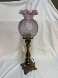 28 inch tall Fenton Lavender banquet lamp