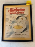 Sunbeam Mixmaster mixer framed advertisement 11x14