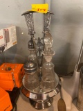 Silver plated condiment carousel, cruet set