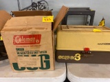 Vintage Coleman drink dispenser, and tackle box