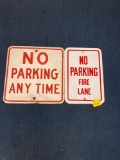 2 metal no parking signs