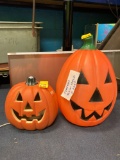 Blow mold pumpkin 2' and one other pumpkin