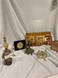 Clocks, wood art, and other miscellaneous items