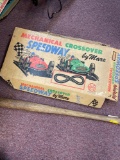 Marx Mechanical Crossover Speedway & old wooden bat