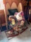 Decorative Santa on rocking horse, fire screen, pillows