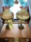 Pair of hand-painted Fenton satin table lamps