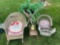 Youth wicker chairs, plant stand and doll rocker