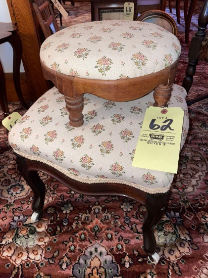 Pair of foot stools with matching upholstery
