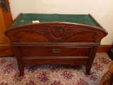 Antique oak lift-top chest with a drawer