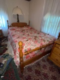 Curly maple 3-pc. bedroom suite, full size bed, mattress/boxspring nightstand, dresser w/ mirror