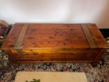 Cedar metal banded blanket chest