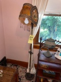 Antique metal base bridge lamp