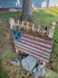 Metal gate with wood American flag
