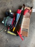 Air compressor, battery charger, weed whip, scrapers