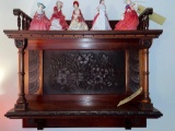 Antique heavily carved wall shelf, 30 x 26