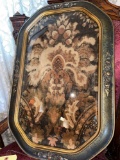 Framed antique upholstery, 23 x 15