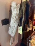 Group of fur scarves, bag