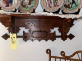 Victorian wall shelf, 36 inches long, small carved shelf