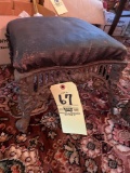 Decorative metal base foot stool