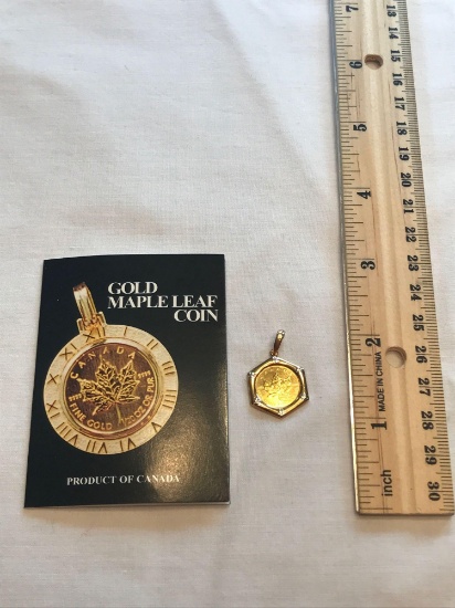 Gold Maple Leaf Coin Pendant