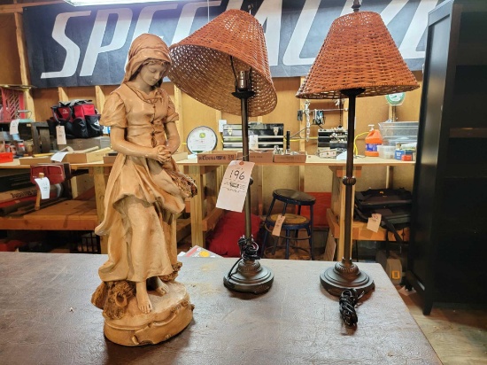 Matching Table Lamps, Statue