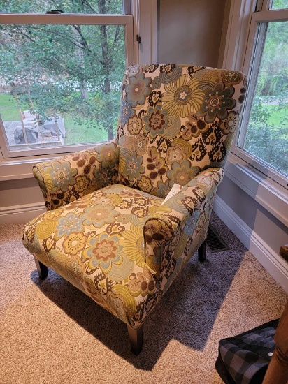 Floral Pattern Upholstered Arm Chair