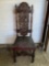 Hand carved tall back chair, 52.5