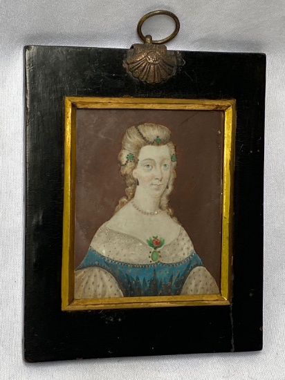 "Miss Barclay" 1792 painting, 5 1/4" x 6 1/2" frame.