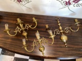 Brass candle sconces (3).
