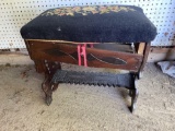 Victorian needlepoint lift top stool, needs work wobbly.