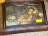 Framed fruit print.