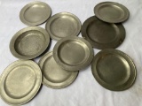 (9) Old pewter plates.