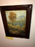 Small Original oil/board of lake scene.