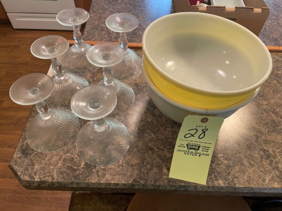 Mixing bowls and martinis glasses