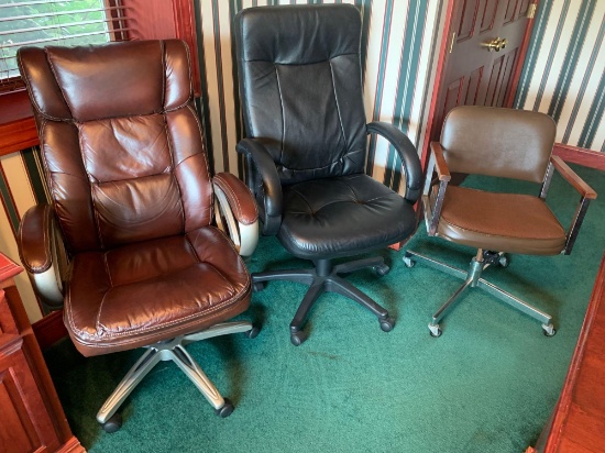 (3) Desk leather Chairs
