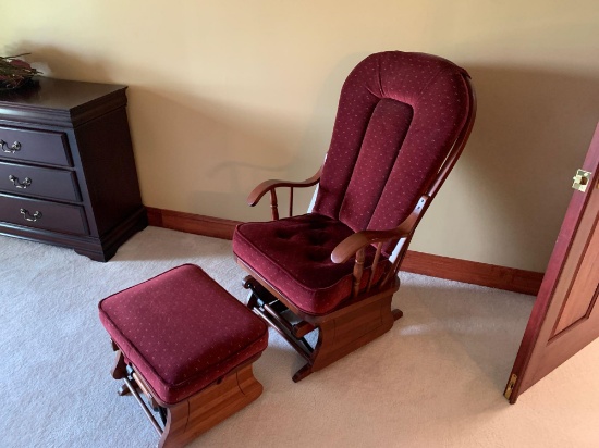 Glider rocker and ottoman